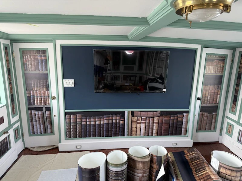 Residential wallpaper installation in living room in New York